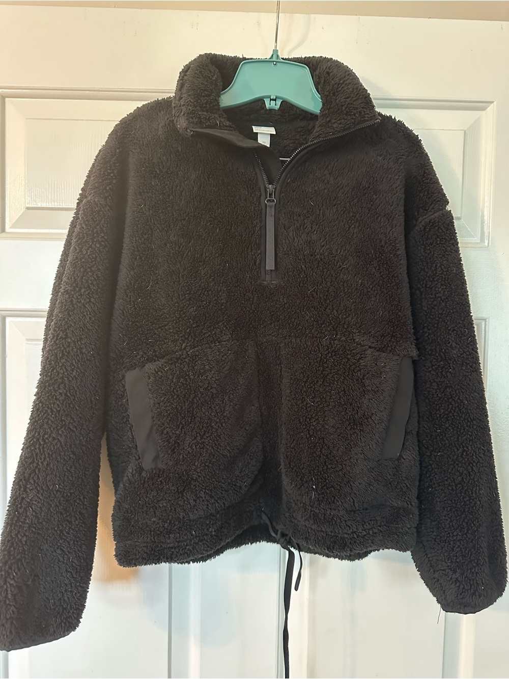 Xhilaration Black Sherpa Half-Zip Pullover Hoodie